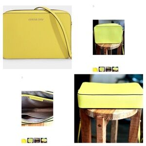 Michael Kors Jet Set Saffiano Leather Crossbody Bag Sunshine Yellow W/Gold Chain